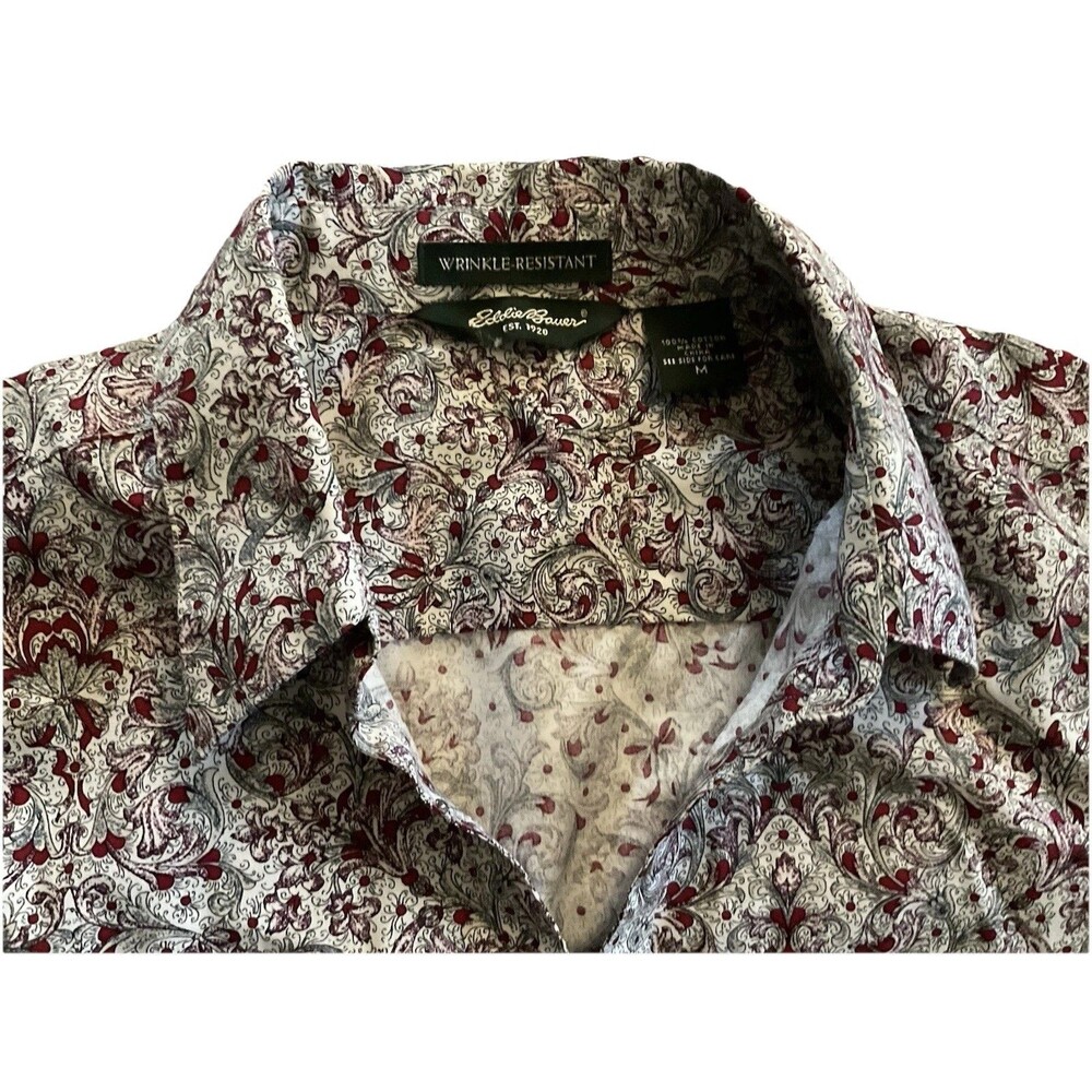 Eddie Bauer Shirt Women’s Paisley Wrinkle Resistant Button Up Medium - Picture 4 of 5